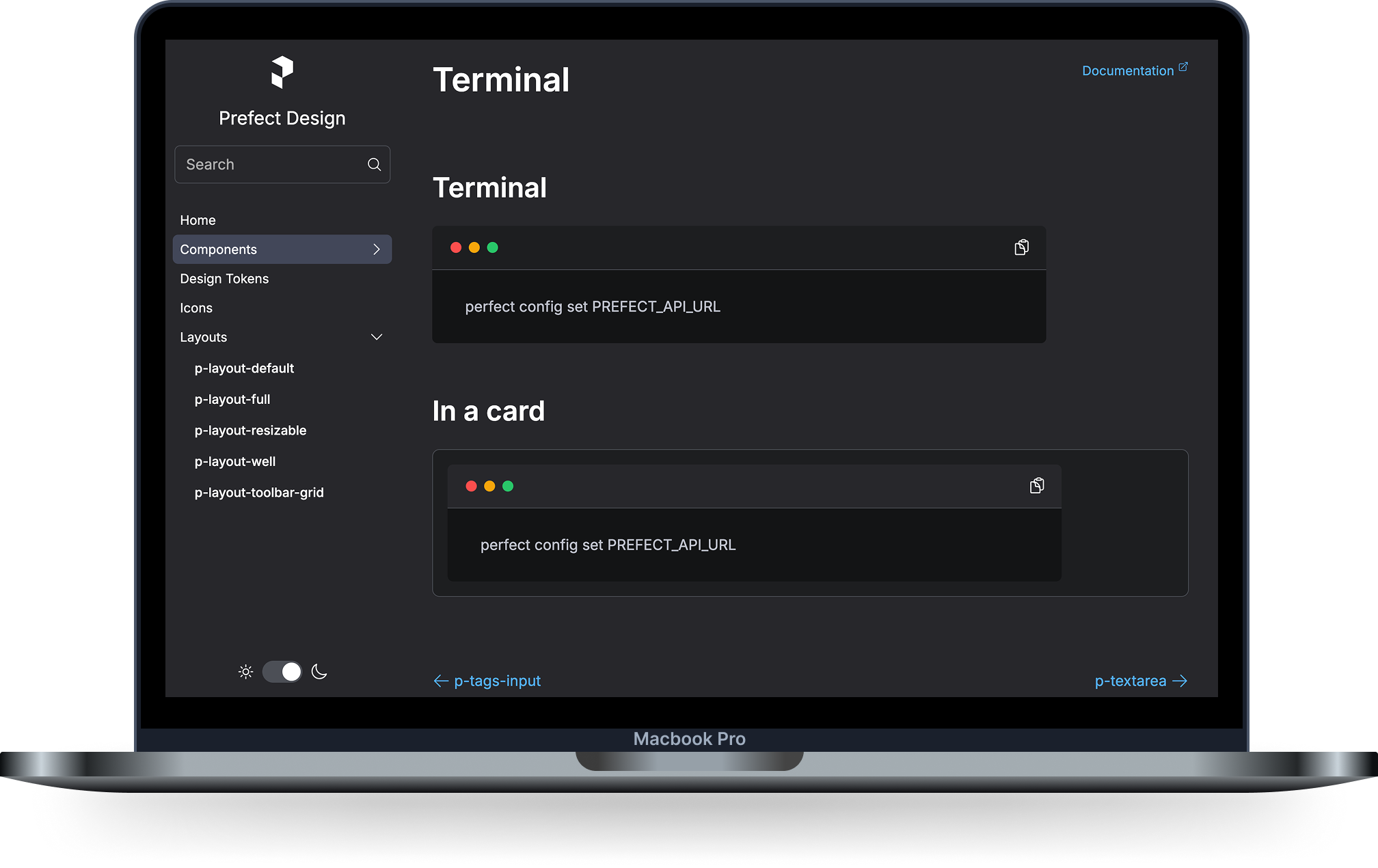 Screenshot of Prefect UI Library homepage